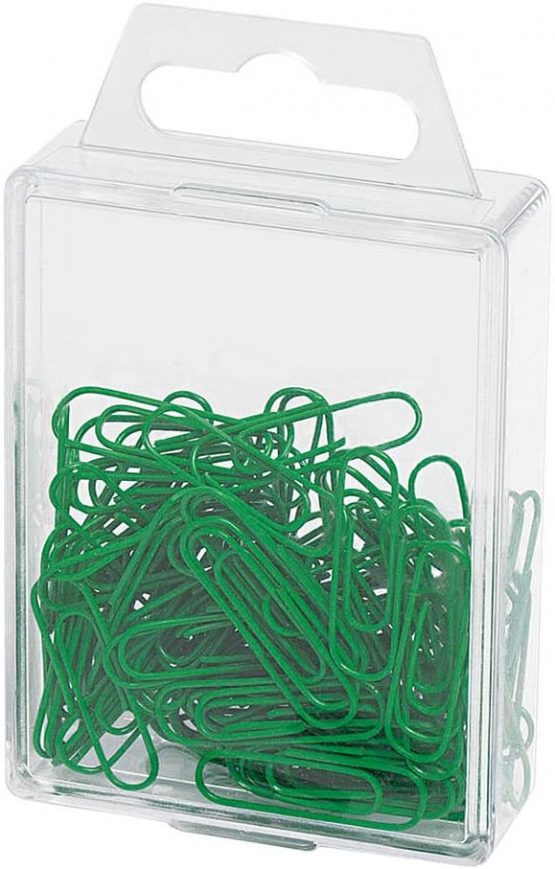 Wedo 901244200 Metal Plastic Coated Paper-Clips, 27 mm, Pack of 100 Green