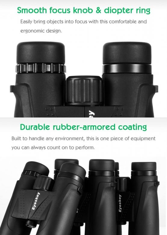 Eyeskey Classic HD 10x42 Binoculars for Adults | Waterproof Fog Proof | BAK4 Roof Prism | FMC Lenses | Professional Binos for Outdoor Hunting Hiking Nature Watching Sports Events and Concerts … - Image 4