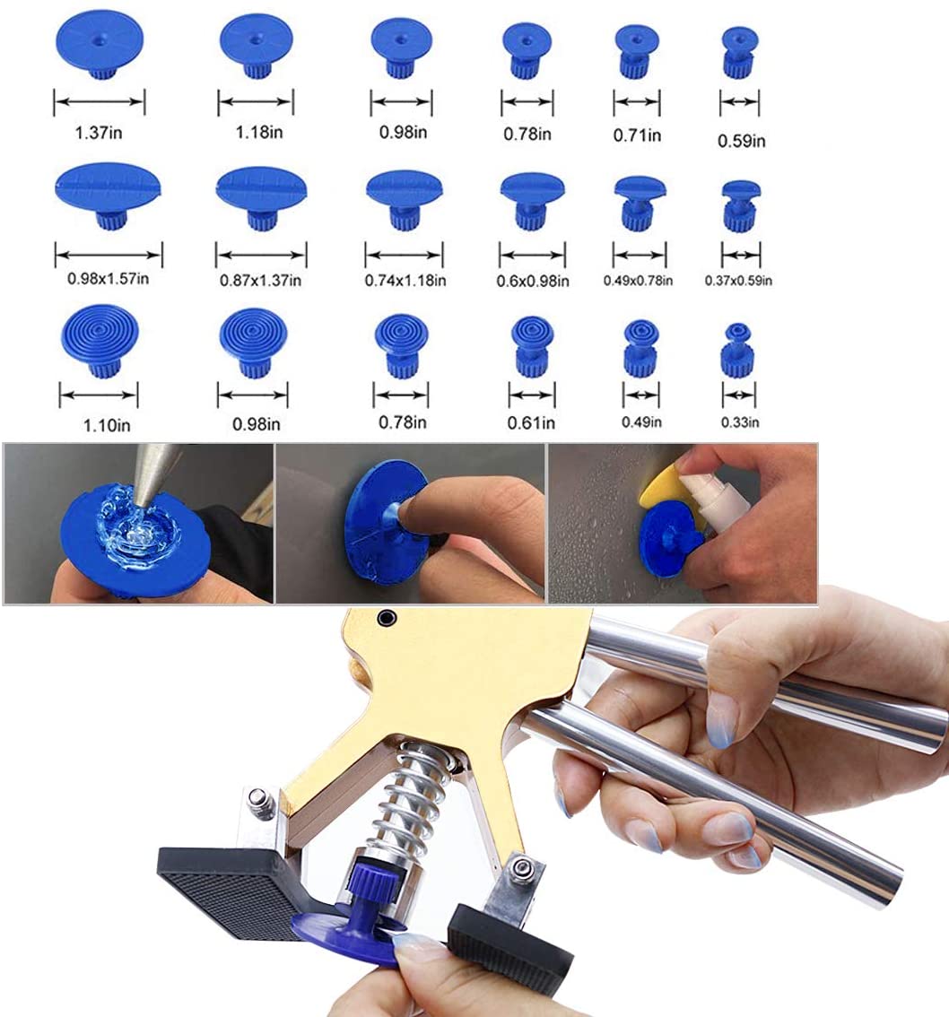 MENQANG Auto Paintless Dent Removal Tools, 42 PCS Car Dent Repair Kit with Glue Gun, Minor Dent and Deep Dent Removal Suction Cup Dent Puller (Gold-Repair pen and hammer) - Image 4