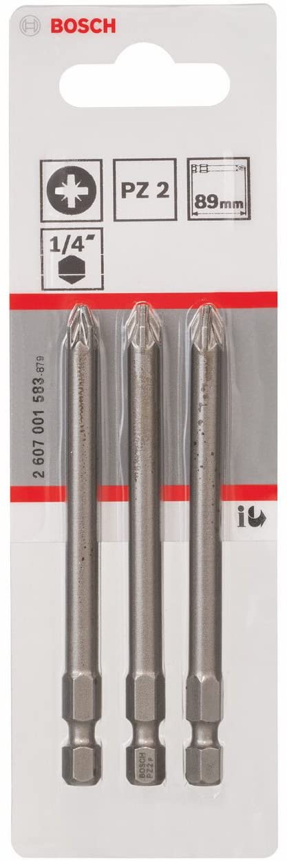 Bosch 2607001583 Extra Hard Screwdriver Bit for Pozidriv Cross Head Screws, Blue, 89mm - Image 2