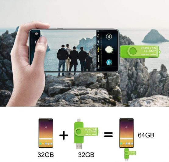 BorlterClamp 32GB Dual USB 3.0 Flash Drive OTG Memory Stick, Thumb Drive with Micro USB Drive Port for Android Smartphone Tablet & Computer (Green) - Image 4