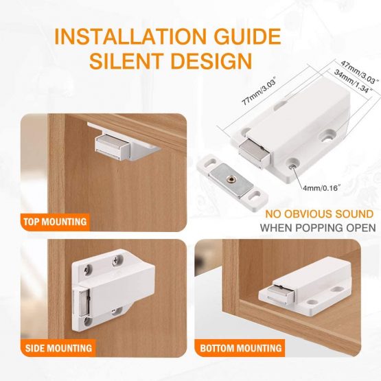 Push to Open Door Catches Jiayi 4 Pack Cabinet Magnetic Push Door Catches Cupboard Push Latch Release Door Magnet Kitchen Drawer Closer Push Opener for RV Door Damper Large Wardrobe Closure - Image 4