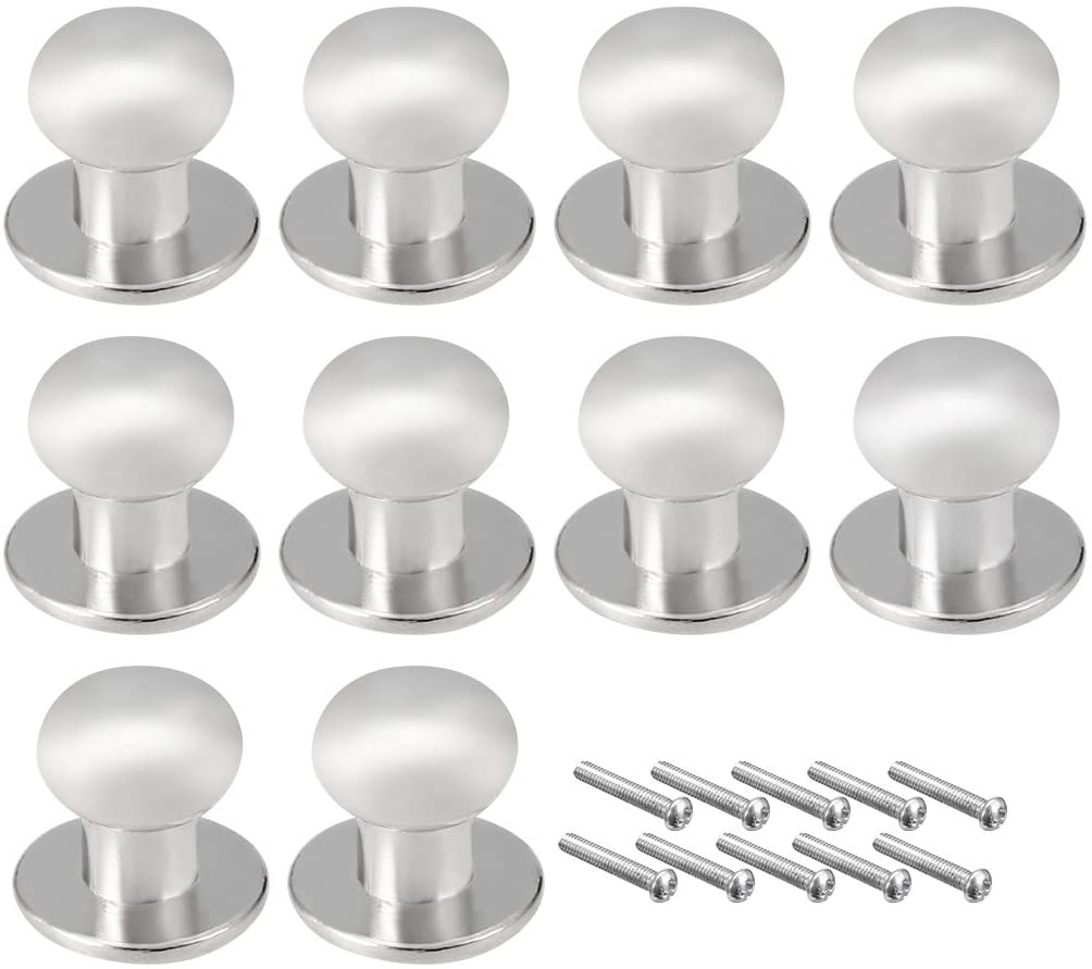Sourcingmap 10mmx11mm Gift Jewelry Box Single Hole Round Knobs Pull Handle Silver Tone 10pcs, 10mmx11mm, 10 Pack