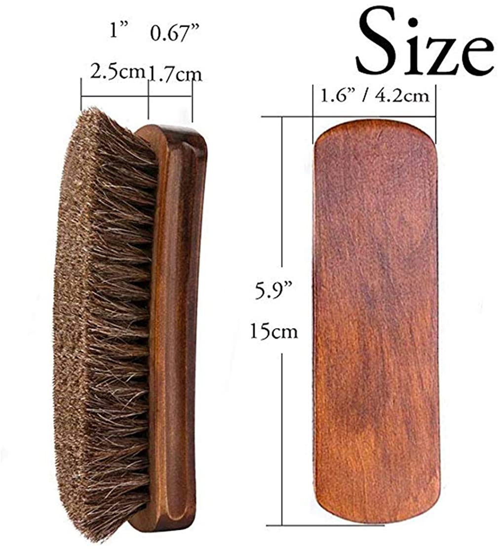 Shoe Brush, KY-Tech 2pcs Premium Horsehair Brush for Shoe Shine Polish Horse Hair Bristles Brushes for Boots Car Seats, Sofas, Bags - Image 4