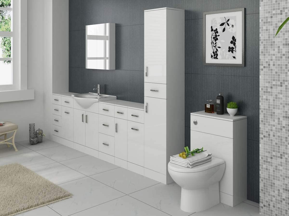 VeeBath NDSW4300 Linx Free Standing 4 Drawer Bathroom Cupboard High Gloss White Storage Furniture Cabinet Unit - 300 x 300mm - Image 2