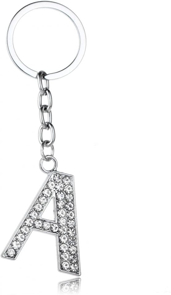 BESPMOSP A-Z Letter Keychain Keyring Crystal Shiny Family Best Friend Jewellery (A)