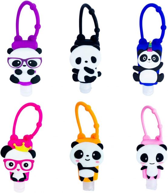 Ulife Mall Panda Travel Keychain Bottles Set (6 Pack), 30 ml Leak Proof Refillable Empty Bottles Hand Sanitiser Holders Portable Travel Containers Perfect for School, Travel, Outdoor, Camping