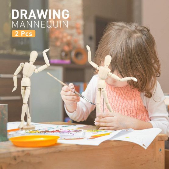 EXCEART Drawing Mannequin Figure Artist Mannequin Model Wooden Manikin for Drawing Flexible Aesthetic Articulated Decor Pack of 2 - Image 3