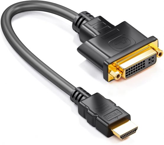 deleyCON HDMI to DVI Adapter Cable - HDMI Plug to DVI Socket 24+5 1080p Full HD HDTV 1920x1080 for TVs Projectors PCs - Black