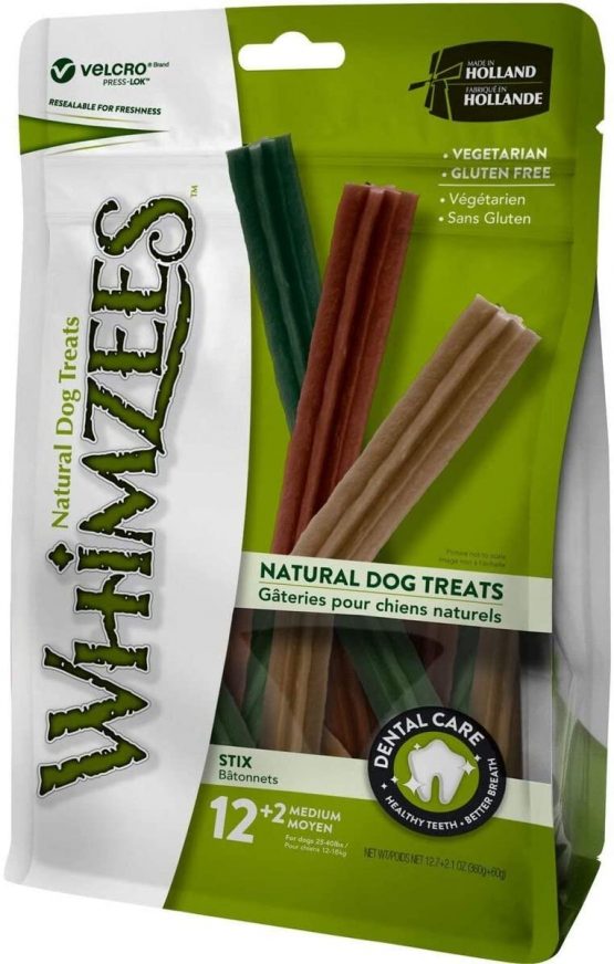 WHIMZEES Natural Dental Dog Chews Long lasting, Stix Medium, 14 Pieces