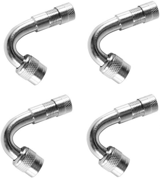 Aofan 45 Degree Tyre Valve Extension Adaptor for Car off-road Vehicle Electric Car Motorcycle Tire Brass Valve Extension Tube (4 Pcs)