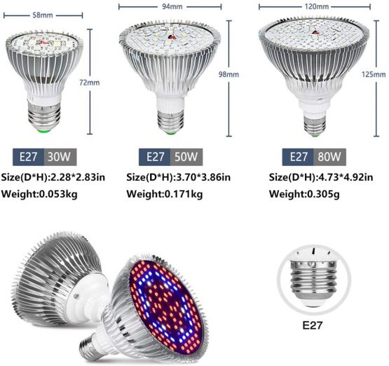 Led Grow Light Bulb Full Spectrum 50W, Upgraded E27 Growing Lights Lamp with UV&IR for Indoor Plant Veg and Flower,Hydroponics,Seedling,Succulent,Garden Greenhouse, Easy to Install, 78PCS LEDs - Image 3
