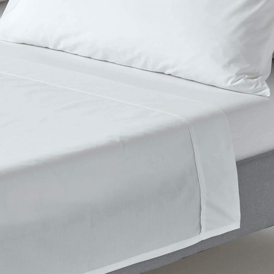 HOMESCAPES White Pure Egyptian Cotton Flat Sheet Super King 200 TC 400 Thread Count Equivalent Bed Sheet