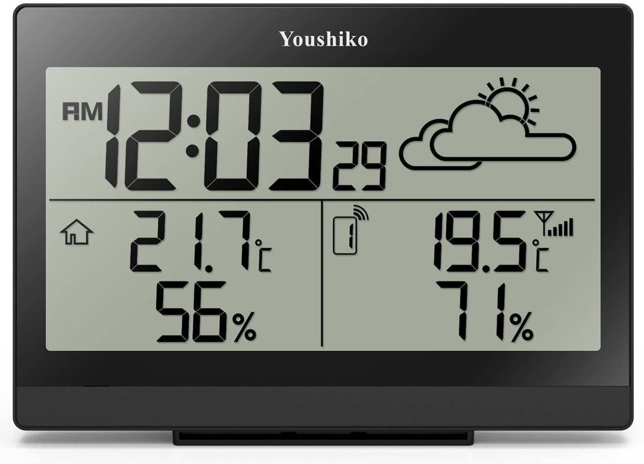 Youshiko Wireless Weather Station 2026 UK Version Premium Quality Clear Display, with Radio Controlled Clock
