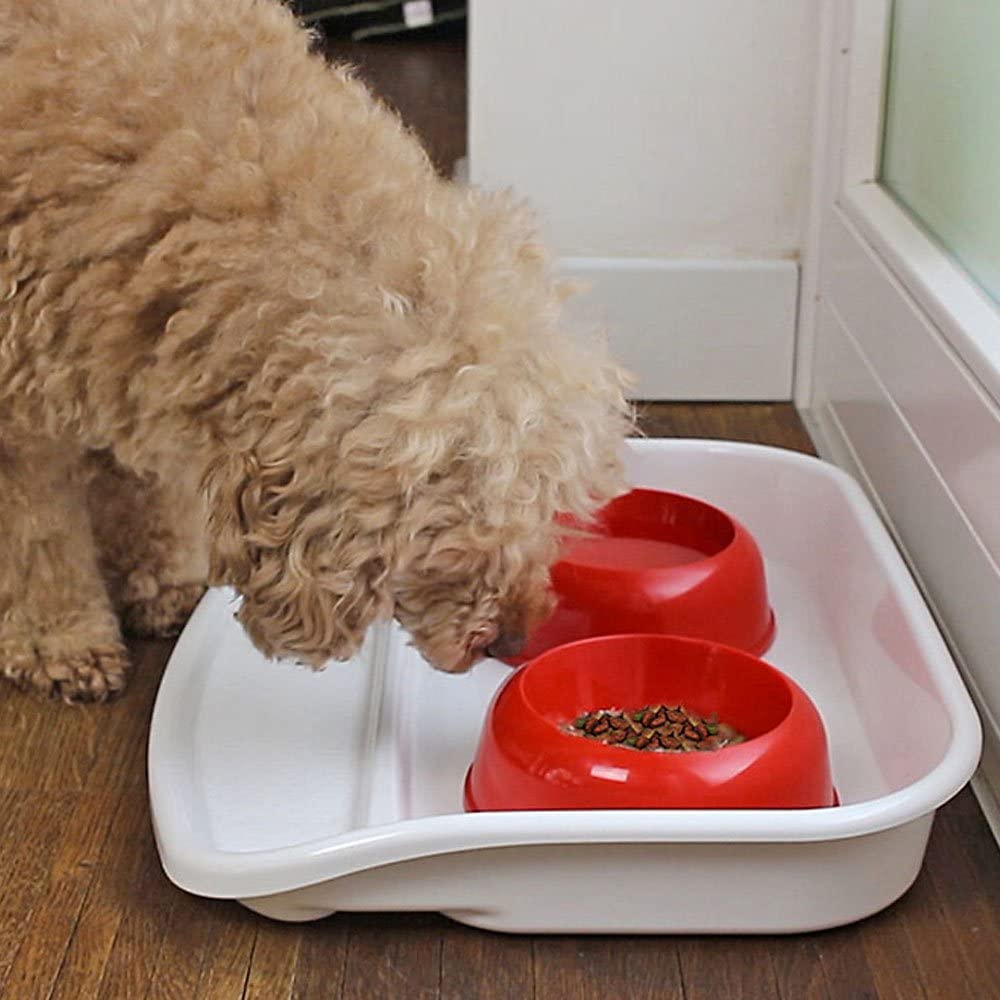 Ferplast Lindo Cat and Dog Bowls with Tray, 44.5 x 34 x 7 cm, 0.6 Liter, Red - Image 4