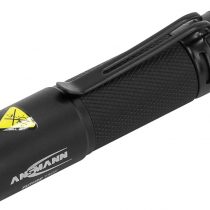 ANSMANN LED, 60 Lumens Flashlight With Adjustable Focus [Black] Torch Light Includes 1 x AA Battery & Detachable Clip Ideal For Outdoor Use-3 Year Warranty, Aluminium