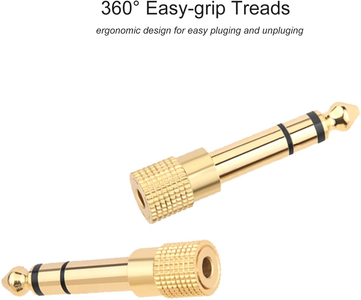 Valefod Stereo Audio Adapter 6.35mm (1/4 inch) Male to 3.5mm (1/8 inch) Female Headphone Jack, 5 Pack, Gold, 1/4"M-1/8"F - Image 3