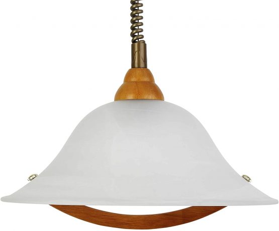 Brilliant 73678/72 Torbole Pendant Light Mount/Lower, Glass/Metal, E27, 60 W, Wood/Brass/Alabaster - Image 2