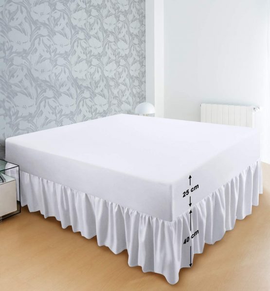 Mfabrics Poly-Cotton Extra Deep Fitted Valance Sheet - Easy Care, Machine Washable - Available in 20 Colours - 40cm Frilled - Single Double King Super King Pillowcase Pair (Sky Blue, King) - Image 3