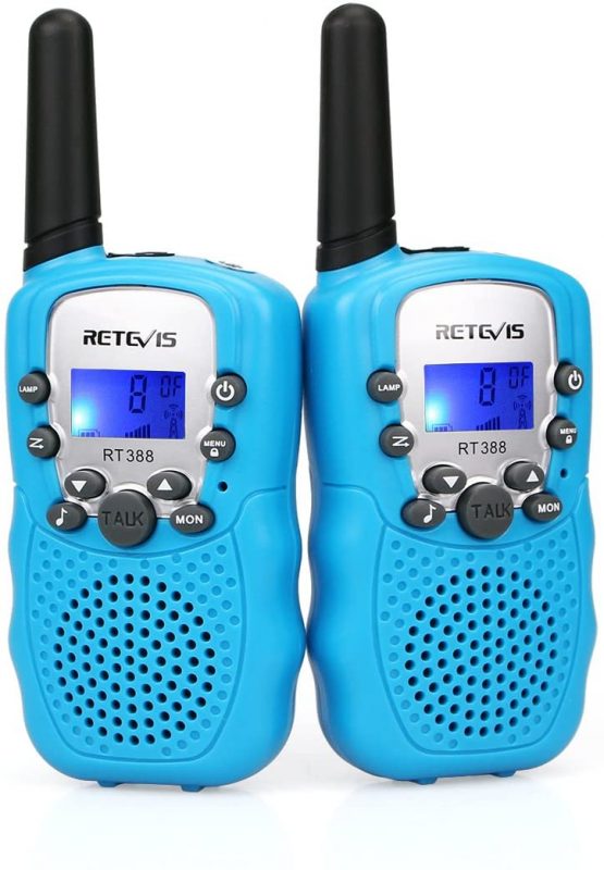 Retevis RT388 Walkie Talkies for Kids, Long Range Rechargeable Toy Gift for 3-12 Years old kids, VOX Flashlight, for Camping, Family outdoor Adventures (1 Pair, Black)