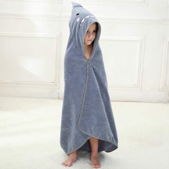 COOKY.D Premium Cotton Cute Animal Face Hooded Baby Bath Towel for Baby Girls Boys, 90x90cm(0-6 Years Old), Blue Elephant - Image 2