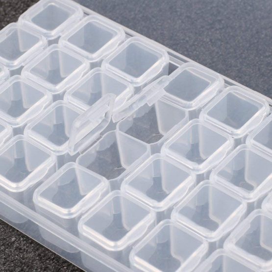 Siming 28 Grids Diamond Embroidery Box, Diamond Storage Box Beads Organizer Case for Jewellery Beads Earring Tool Container Clear( 2.3*1.9*2.1 cm) - Image 2