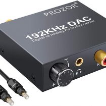 PROZOR 192KHz DAC Converter Volume Adjustable Digital SPDIF Optical Coaxial Toslink to Analog Stereo Audio L/R RCA 3.5mm Jack Audio