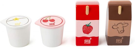 Small Foot 11440 Dairy Products Set Fresh, Made of Wood, Role Toy,Accessories Stores and Play Kitchens, Multicolored - Image 2