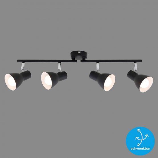 Briloner Leuchten - Ceiling Light, Ceiling Spotlight, rotatable and swivelling Spotlight, 4X E14, max. 25 Watt, Retro, Black, 605x80x150mm (LxWxH), 2860-045