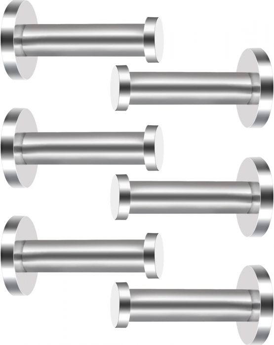6 Pieces Stainless Steel Wall-Mount Robe Hook Coat Hook Towel Wall Hook, Brushed Nickel (Silver, 3 Inch)