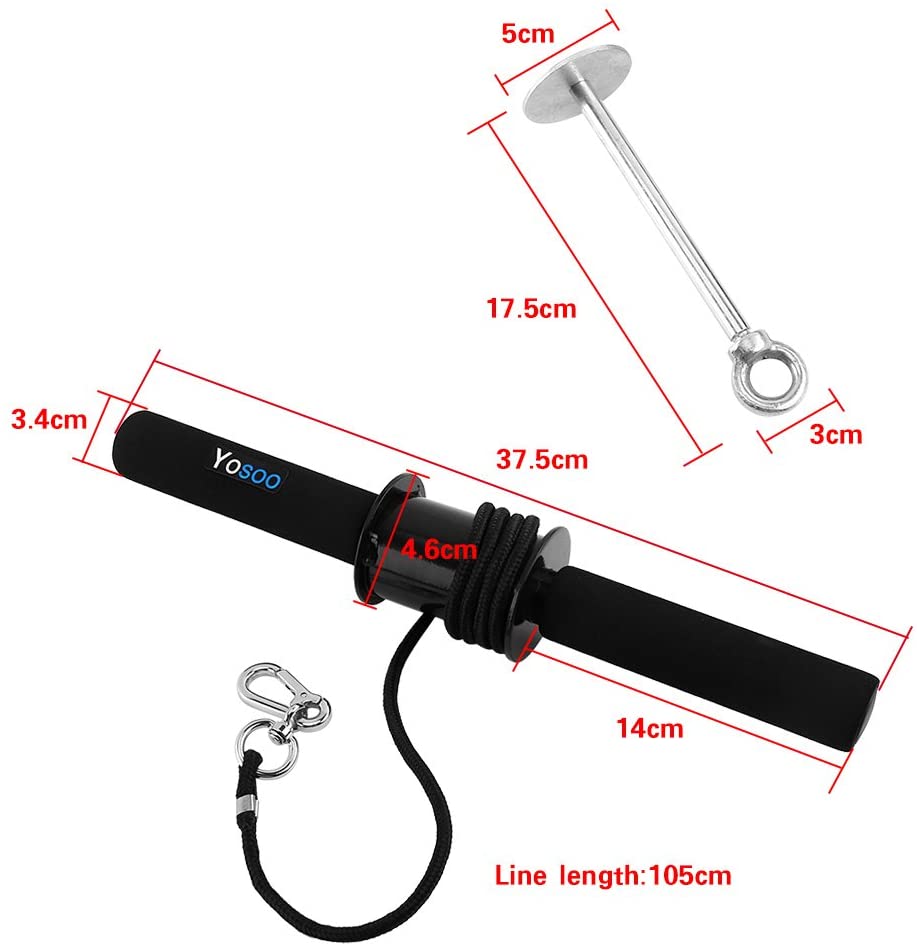 Dilwe Wrist Roller - Black Alloy Steel Forearm Strengthener for Home Gym Fitness Muscles Workout 20lbs Weight Capacity - Image 3