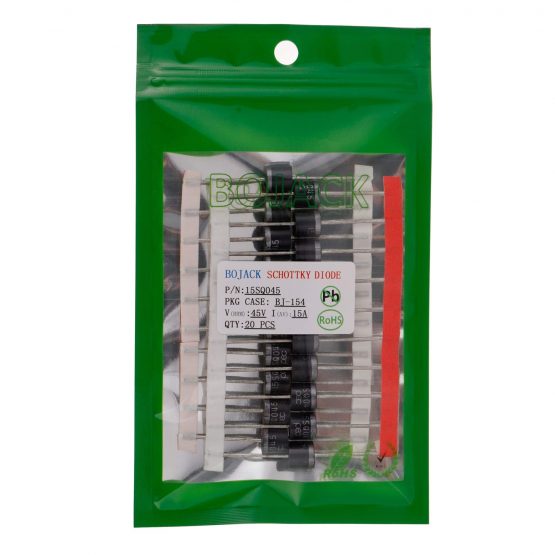 BOJACK Schottky diode 15SQ045 (15A 45V) axial 15SQ045 (15 amps 45 volts) for solar panel parallel reflow protection diodes (pack of 20 pcs) - Image 2