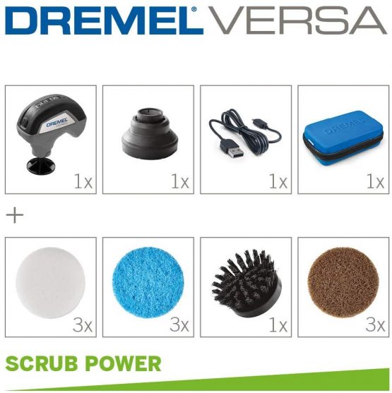 Dremel Versa PC10 High-Speed Power Cleaner Kit, Cordless Cleaning Tool/Spin Scrubber with 9 Multi-Purpose Cleaning Pads, Bristle Brush and Splash Guard for Faster, Easier Cleaning and Scrubbing - Image 2