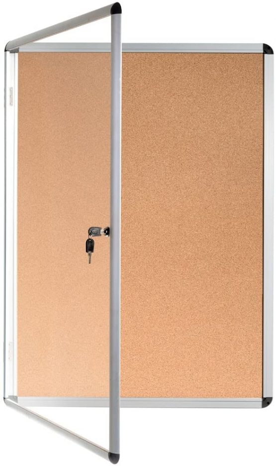 Bi-Office Display Case Enclore, Cork Surface, Acrylic Door, Aluminium Frame, 50 x 67.4 cm (4X A4) - Image 2