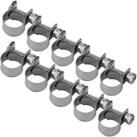 10Pcs/Set Hose Clamps Stainless Steel Heavy Duty T-Bolt Mini Fuel Line Pipe Clips 6Mm-20Mm Optional Size for Plumbing(11-13Mm)
