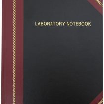 BookFactory® Lab Notebook / Laboratory Notebook - Professional Grade - 168 Pages, 8" x 10" (Ruled Format) Compare to Boorum & Pease L21-150-R, Cover is Black and Burgundy Imitation Leather, Smyth Sewn Hardbound (LRU-168-SRS-A-LKMST1)