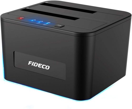 FIDECO Hard Drive Docking Station, USB 3.0 SATA HDD Docking Station for 2.5 & 3.5 inch SATA HDD/SSD, Dual Bay, Support Offline Clone and 2x 16TB Hard Drives