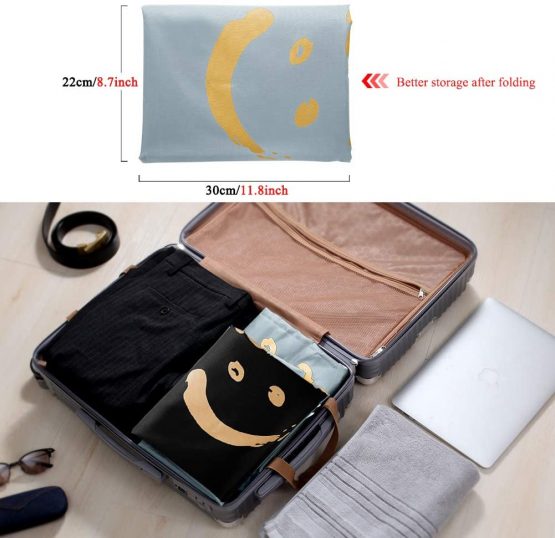 IHOMAGIC 2pack Laundry Bag Extra Large 100L, Foldable Storage Bag with Drawstring Cord Lock Closure, Nylon Clothes Bags for Bedroom or Dormitory and travel, Golden Smile Fabric Bag, Black/Silver - Image 3