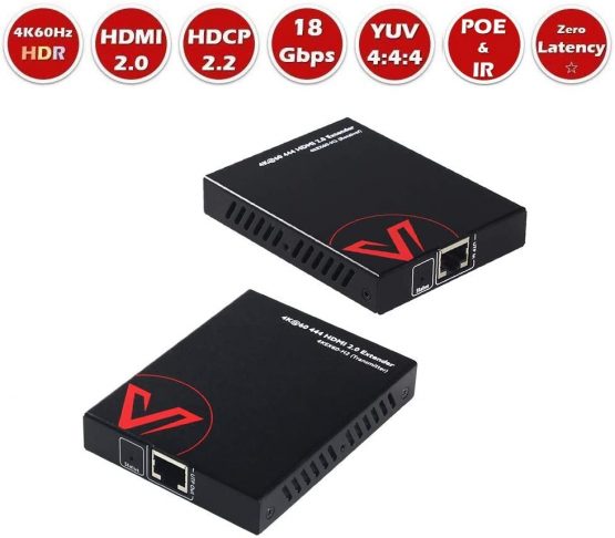 AV Access Professional UHD 4K60Hz (UPT) HDMI Extender Up to 164ft/50M, 4K@60/30Hz 1080P@60Hz HDR10 and 3D over Cat6/6a/7, EDID Management + CEC, HDCP 2.2, 2-Way PoE + IR + RS232