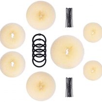 Hair Donut Bun Maker,MORGLES Hair Bun Maker 7pcs Blonde Hair Ring Style with 5pcs Hair Elastic Bands, 20pcs Hair Pins for Chignon Hair Styles Ballet Dancers Kids Girls
