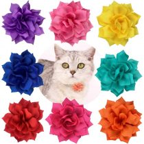 BIPY 8PCS Dog Collar Flowers and Bows Puppies Cats Adjustable Collar Charms Accessories Slides Grooming Attachment for Pet Doggy Kitten Rabbits Birthday Wedding Festival Costume