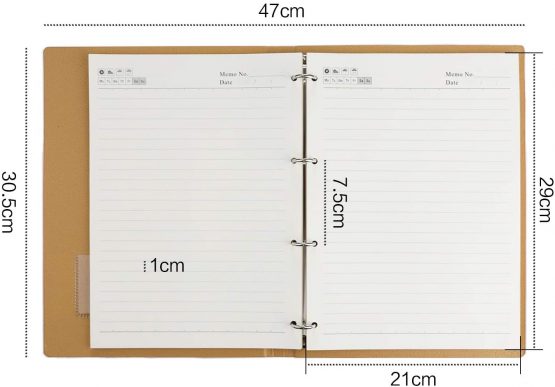 A4 Binder Ruled Notebook Refillable Planner Round Ring Binder Leather Cover Notepad - Image 2