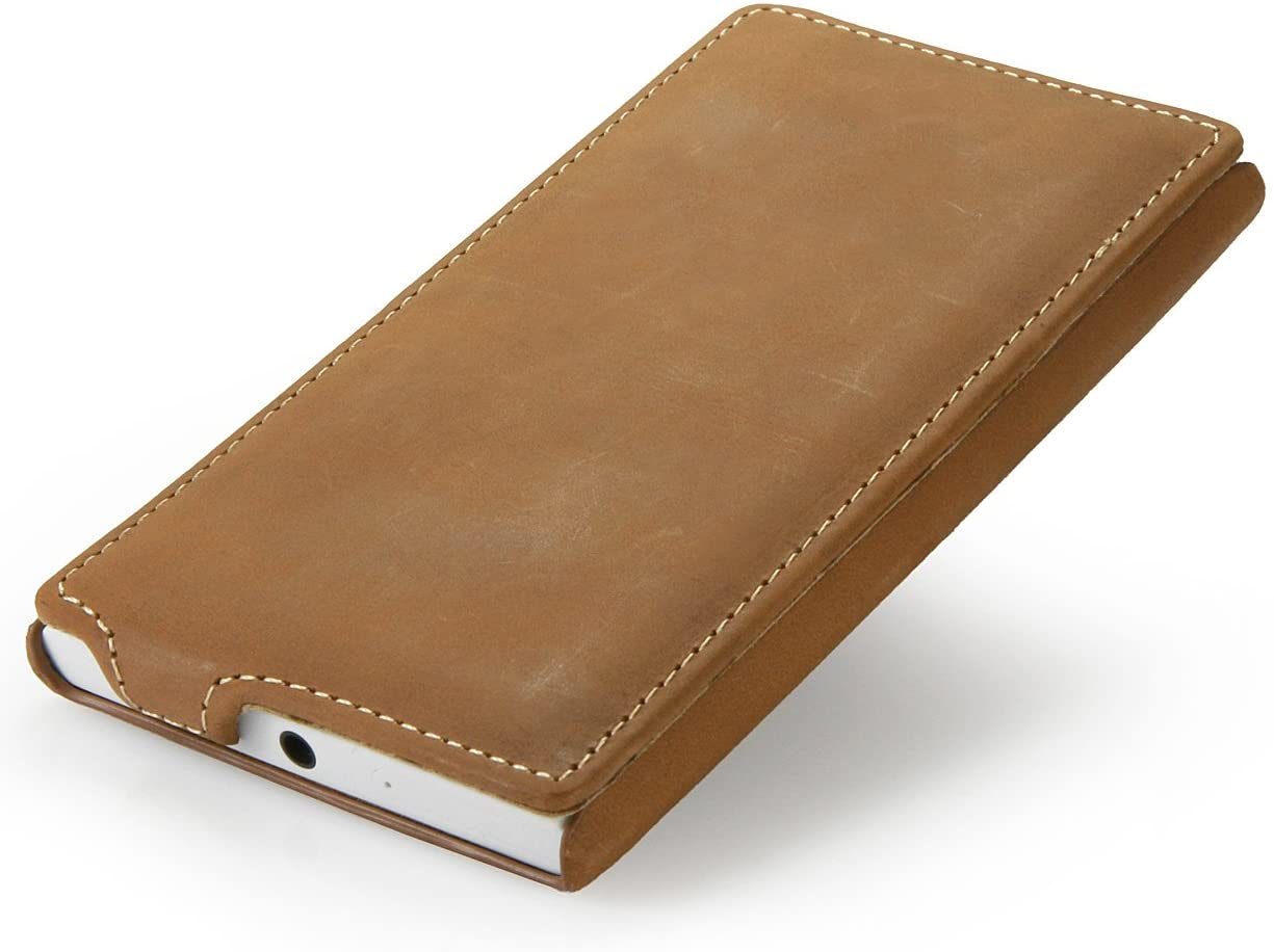StilGut UltraSlim Genuine Leather Case for Nokia Lumia 1020, Old Style Camel Brown - Image 4
