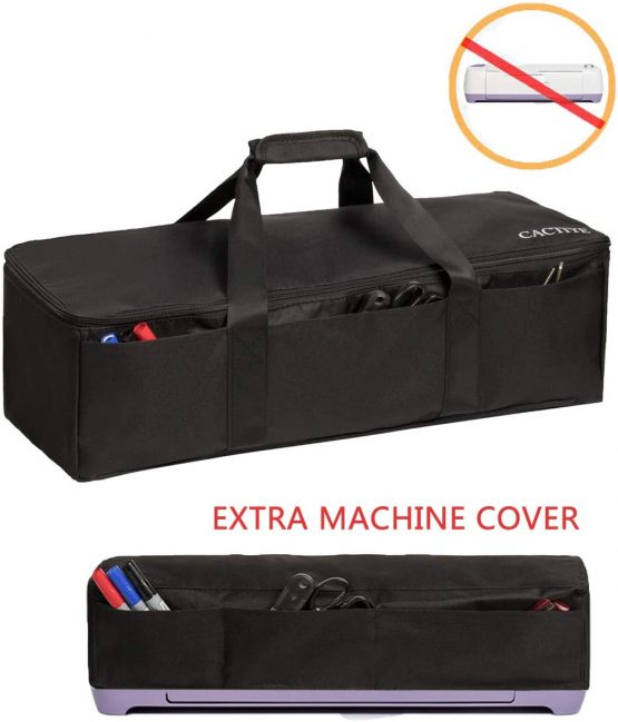 CACTIYE Carrying Bag Compatible with Cricut Explore Air and Maker, Waterproof Tote Bag Compatible with Cricut Explore Air and Supplies (Black, 1+1)