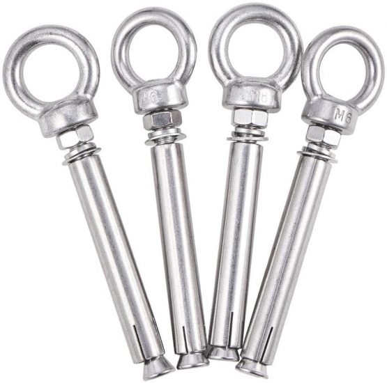INCREWAY Expansion Bolt, 4 Pcs 304 Stainless Steel Ring Anchor Eyebolt Expansion Screw with Ring Closed Hook Internal Expansion Bolt Fastner for Concrete Wall, M8x80mm