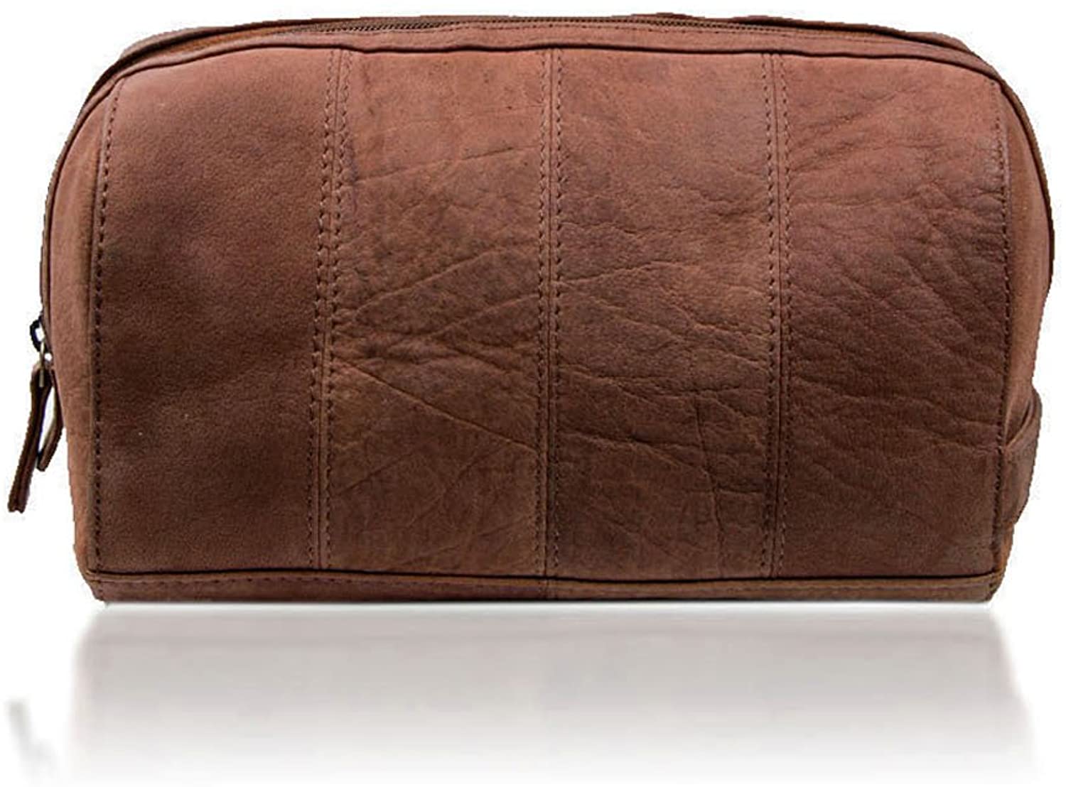 Men's Brown Discoverer Leather Toiletry Bag with Waterproof Lining