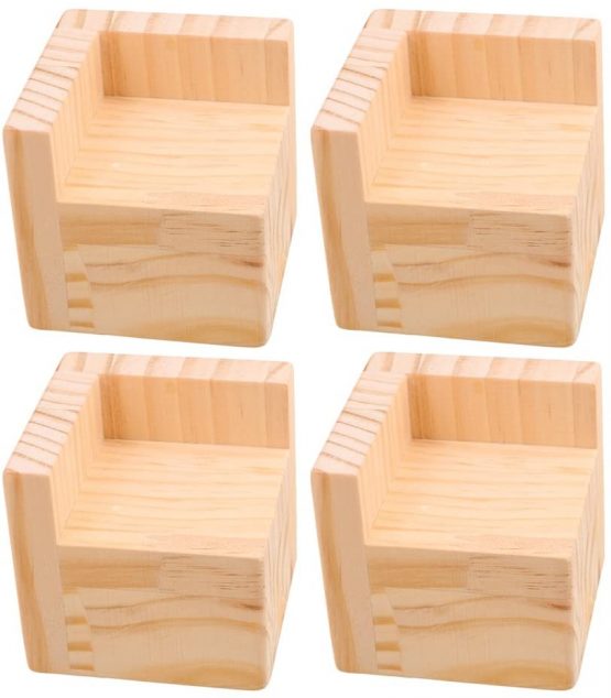 Doublelife SHANOER 4PCS Bed Risers Furniture Riser Heavy Duty Wooden Bed Lifts (7.5cmx7.5cmx5cm)