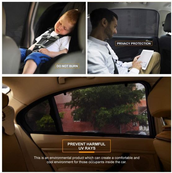 PHYLES 44" x 21" Car Window Shades for baby, Covers Rear Side Vehicle Shade, Protect the kids and Pets Against UV Rays, Universal for Most Vehicles, Pack of 2(Large) - Image 2