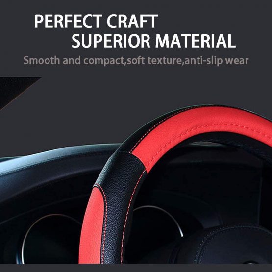 Pahajim Steering Wheel Covers Microfiber Universal 15 Inch/38CM Hand Stitching Breathable Anti-slip Car Wheel Cover Interior Accessories for Auto Van Truck SUV (Black-Blue) - Image 2