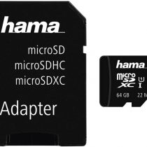 Hama 108077 microSDXC 64 GB Class 10 UHS-I Memory Card with Adapter